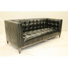 SOFA, COUCH & LOVESEAT 7 Cool, Black Leather Tufted Sofa, Custom Stitching