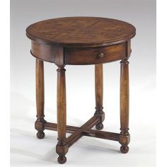 Square & Rectangular Side Tables Round-end-table-parquet-top