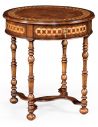 Round & Oval Side Tables Walnut Round Side Table with Drawer-05