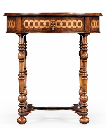 Round & Oval Side Tables Walnut Round Side Table with Drawer-05
