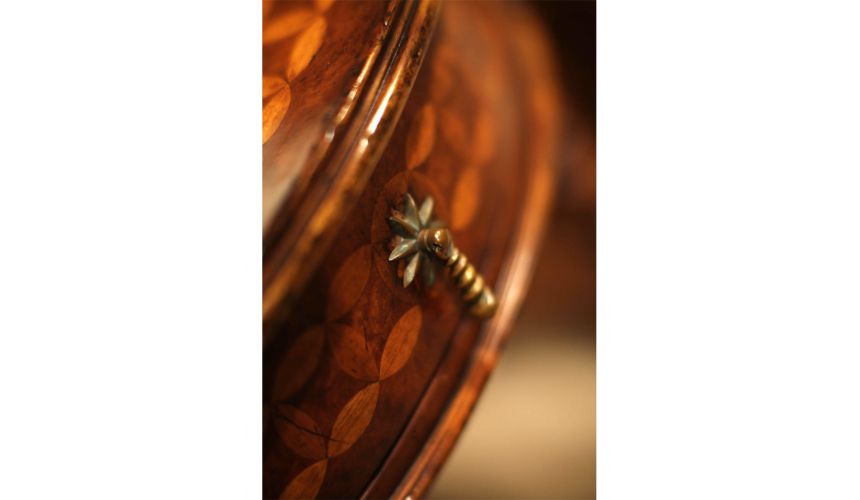 Round & Oval Side Tables Walnut Round Side Table with Drawer-05