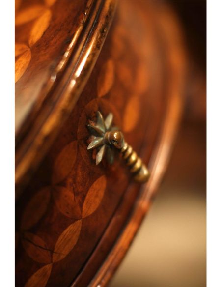 Round & Oval Side Tables Walnut Round Side Table with Drawer-05