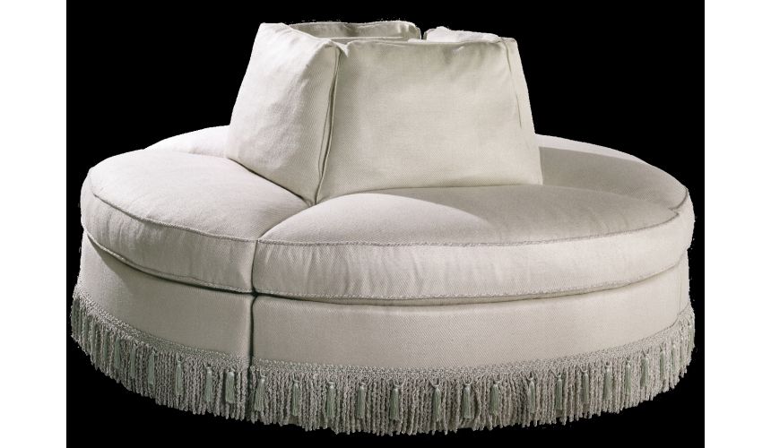 Round sofa, foyer or lobby seating.