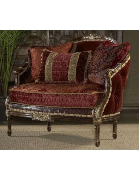 Royal red tufted settee