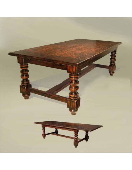Rustic old English style expandable dining table, solid ash and oak