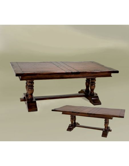 Rustic High End Dinning Room Provence Trestle W/Ext 80 / 102 Tobacco