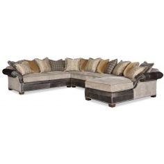 Luxury Leather & Upholstered Furniture Eclectic style large sectional sofa with a chaise 9885