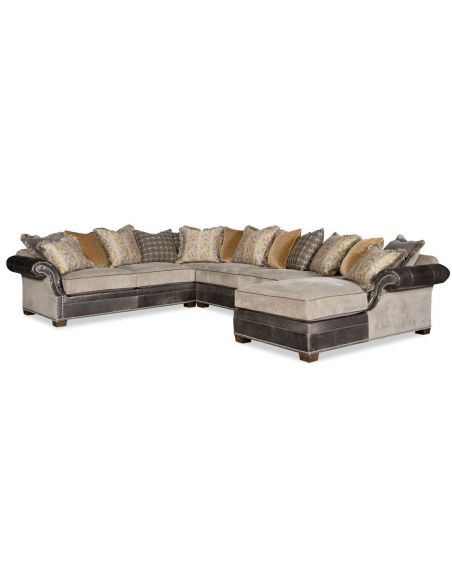 Eclectic style large sectional sofa with a chaise 9885