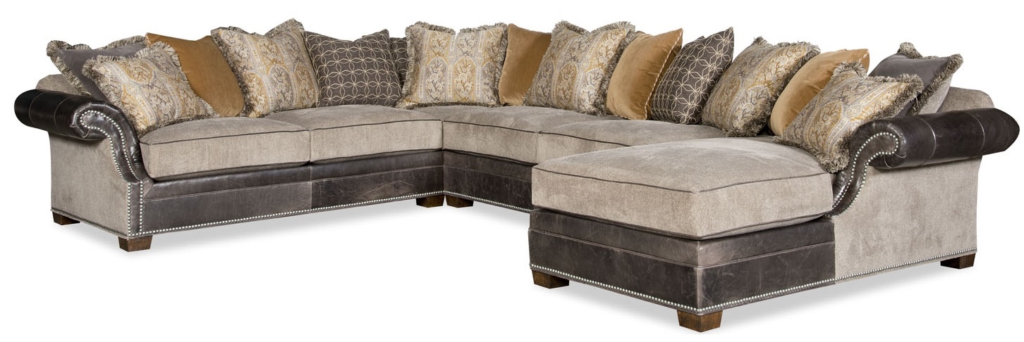 Luxury Leather & Upholstered Furniture Eclectic style large sectional sofa with a chaise 9885