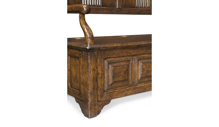 Luxury Leather & Upholstered Furniture Hall Bench. Oak Furniture.