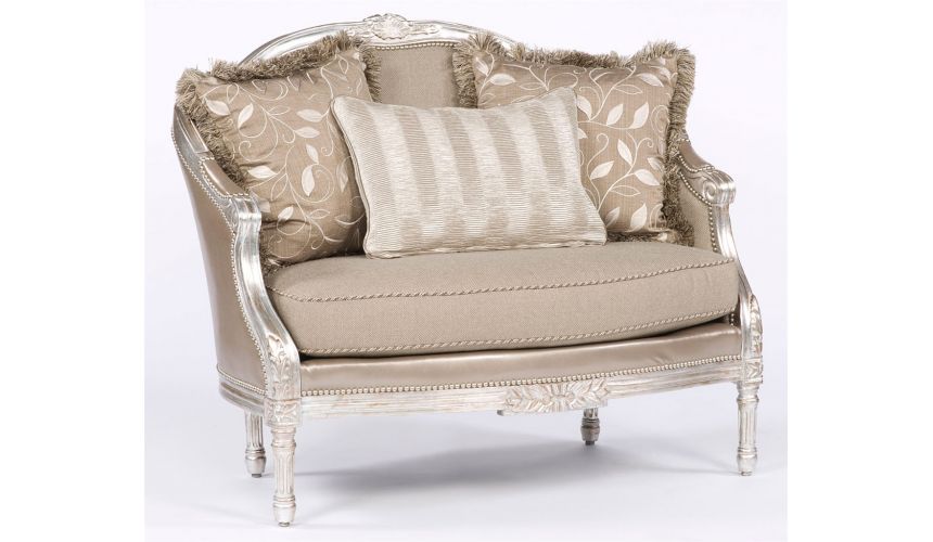Luxury Leather & Upholstered Furniture Silver sizzle hot settee. 28