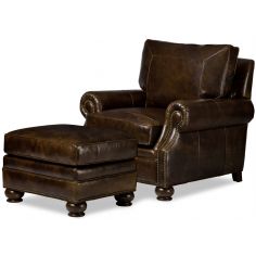 CHAIRS, Leather, Upholstered, Accent Tristan Chair & Ottoman