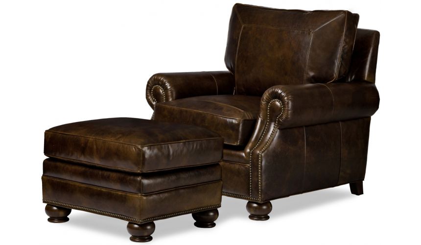 CHAIRS, Leather, Upholstered, Accent Tristan Chair & Ottoman