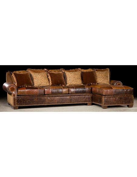 Luxury Leather & Upholstered Furniture Sofa with chaise. High end furniture and furnishings. 36