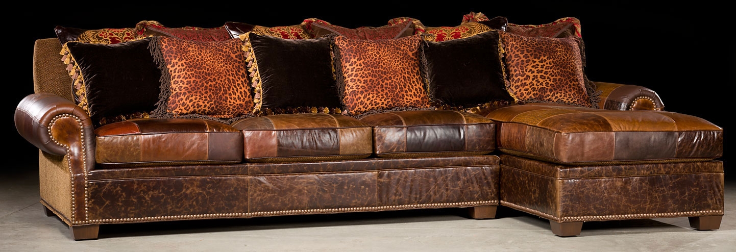 Luxury Leather & Upholstered Furniture Sofa with chaise lounge. Luxury furniture. 449