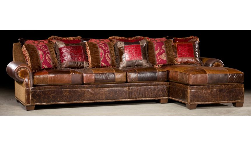 Luxury Leather & Upholstered Furniture Sofa with lounge. High quality furniture. 33
