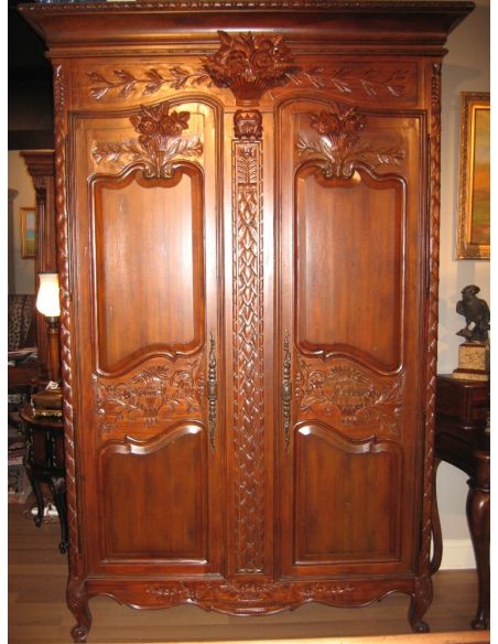 Solid mahogany armoire hand carved