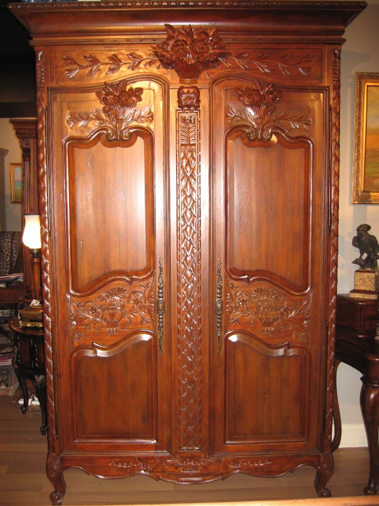 Display Cabinets and Armories Solid mahogany armoire hand carved