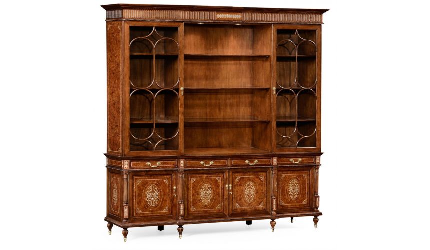 Breakfronts & China Cabinets Spectacular Large Triple Bookcase-11