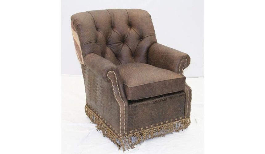 Leather swivel best sale rocking chair