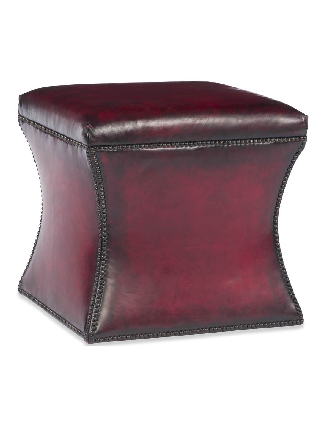 Scarlet Cube Ottoman, Cube Leather Ottoman