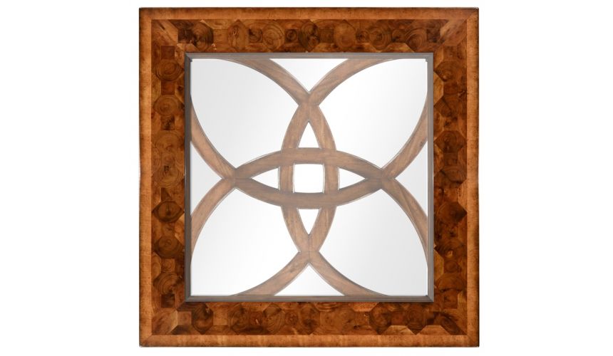 Coffee Tables Cocktail table with oyster veneer and Italian gold leaf Eglomise decoration on glass top