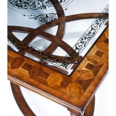 Coffee Tables Rectangular Cocktail table with oyster veneer and Italian gold leaf Eglomise decoration on glass top 2