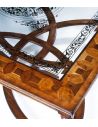 Coffee Tables Rectangular Cocktail table with oyster veneer and Italian gold leaf Eglomise decoration on glass top