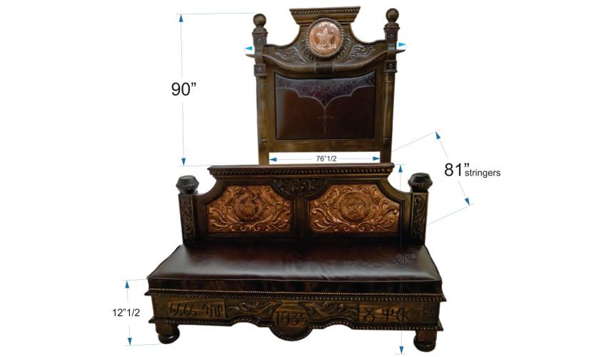 BEDS - Queen, King & California King Sizes Texas Ranger bed. High style western furniture. The best in cowboy decor.