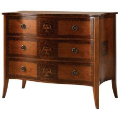Monmouth Serpentine Marquetry Chest antique reproduction-furniture