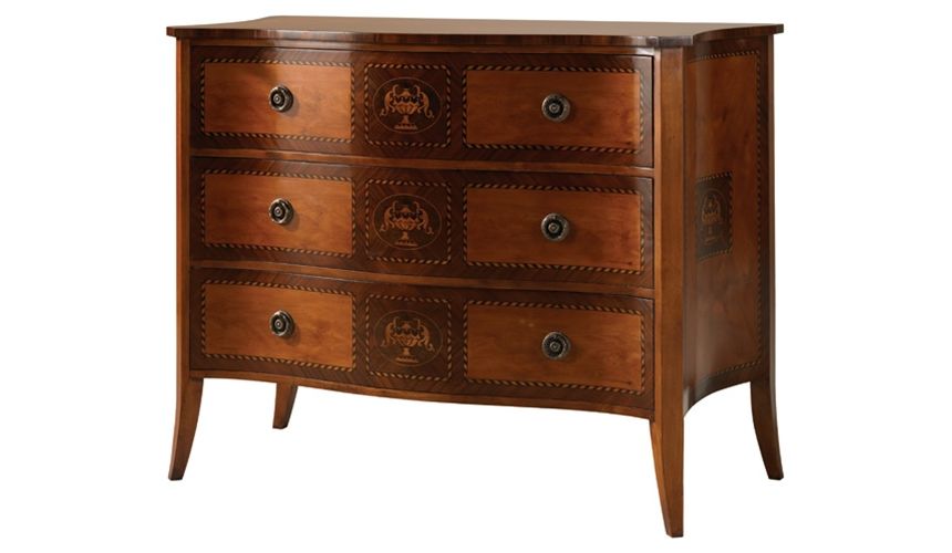 Monmouth Serpentine Marquetry Chest antique reproduction-furniture