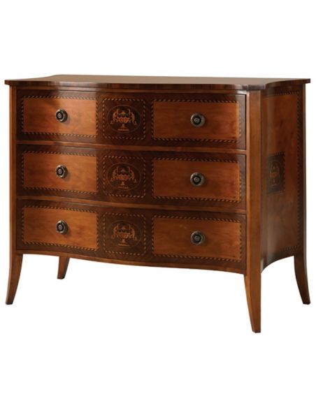 Monmouth Serpentine Marquetry Chest antique reproduction-furniture