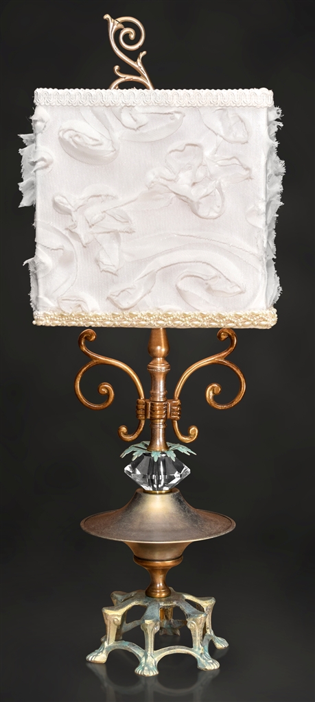 Table Lamps Noble Lamp with White Embroidered Shade