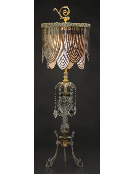 Antiqued Table Lamp with Meta Shade