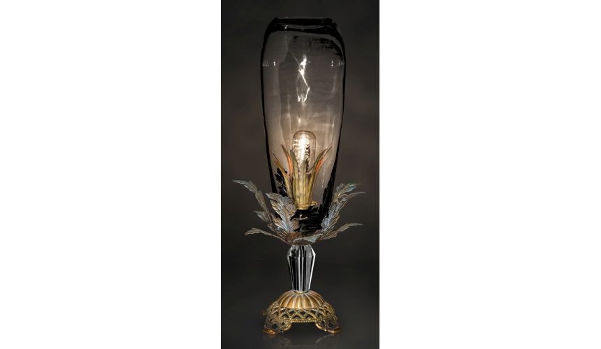 Elegant Tall Glass Shade Table Lamp, Cool Tall Table Lamps