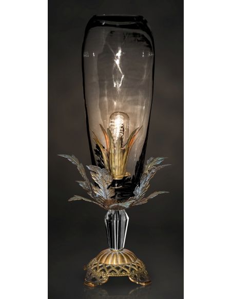 Elegant Tall Glass Shade Table Lamp