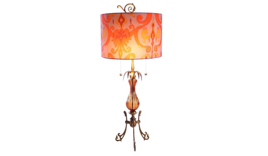 Table Lamps Hand Painted Arabesque Table Lamp with Umber Finish