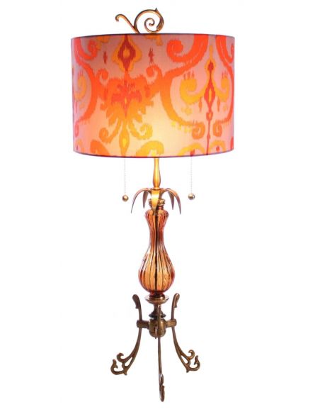 Hand Painted Arabesque Table Lamp with Umber Finish
