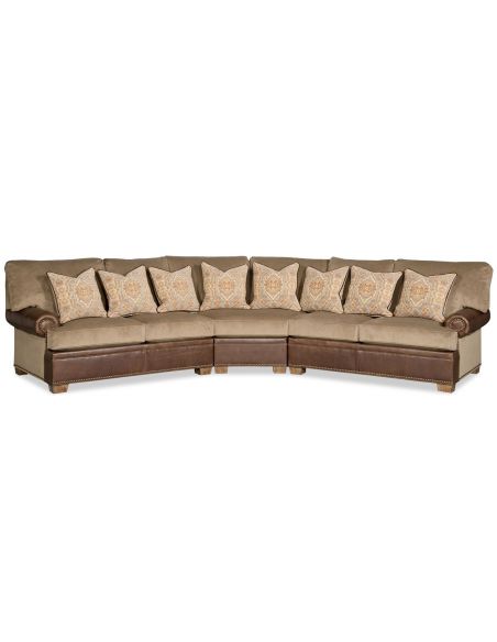 Sleek and transitional style round corner sectional sofa  9901