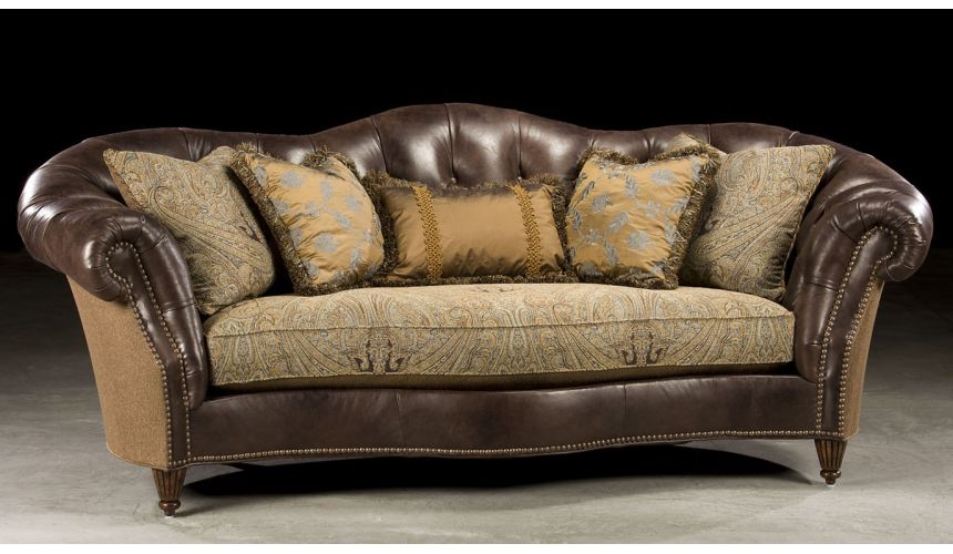 SOFA, COUCH & LOVESEAT Sleek Tufted Leather Fabric Sofa
