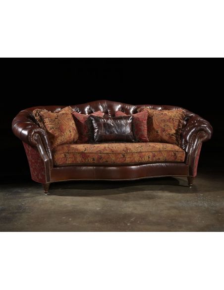 Tufted leather formal sofa library living room