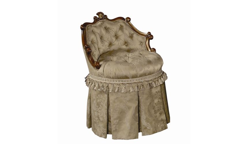 Luxury Leather & Upholstered Furniture Vanity Stool with Swivel tufted