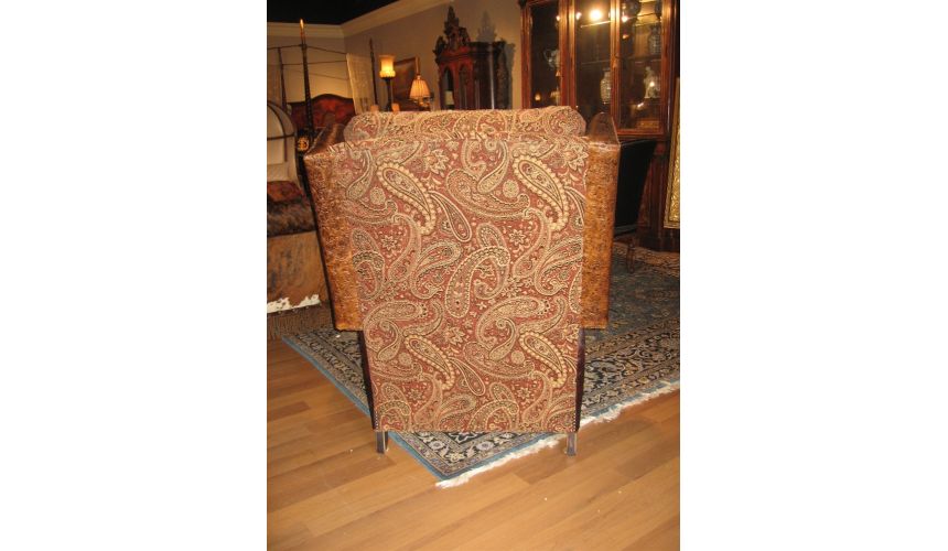 Luxury Leather & Upholstered Furniture Unique Furniture, recliner with tooled leather burgundy hair on hide