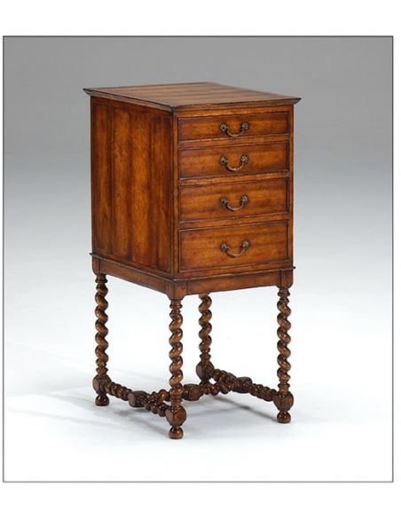 Chest on Stand in Walnut. Hand carved twist turned legs. Without silver lining