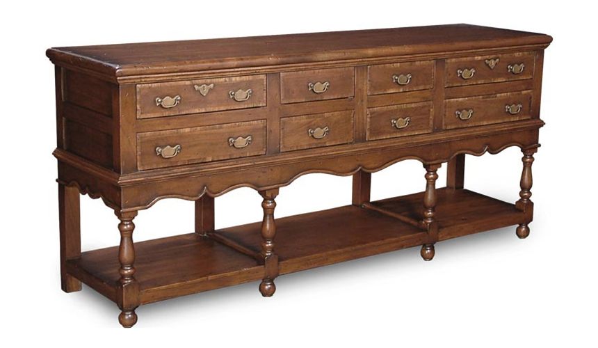 Breakfronts & China Cabinets Walnut Sideboard Eight Drawers One Shelf