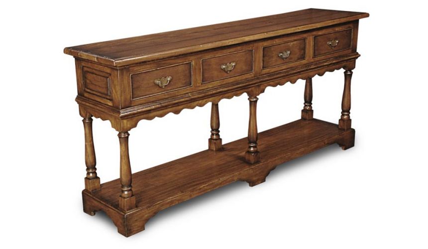Breakfronts & China Cabinets Walnut Sideboard Four Drawers One Shelf