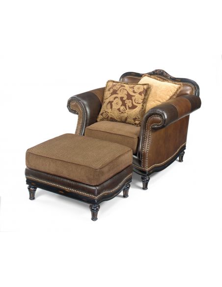 Western Style Furniture, Upholstered Quality Chair And Ottoman