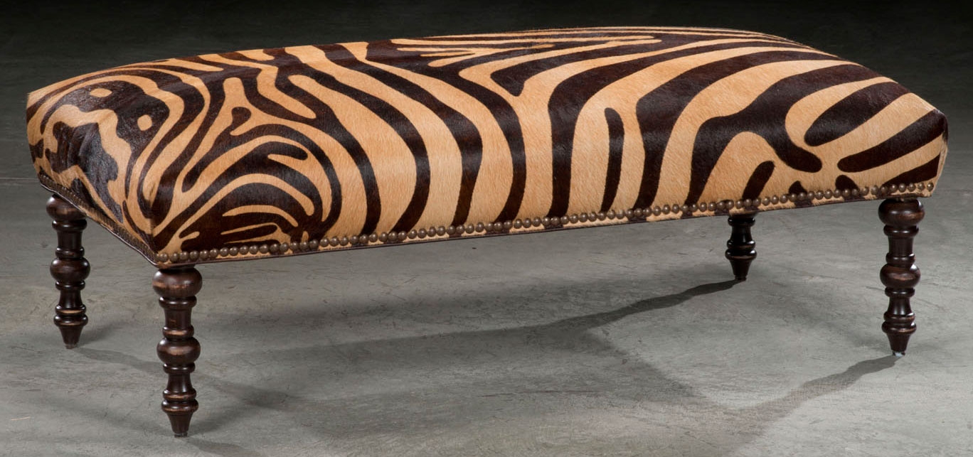 Luxury Leather & Upholstered Furniture Wild Zebra hair on hide ottoman. 18