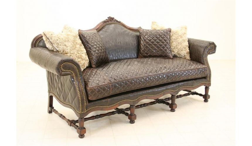 Luxury Leather & Upholstered Furniture Wild West Tooled Leather Sofa Luxury Furniture