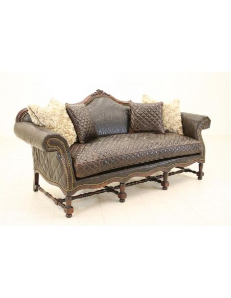Wild West Tooled Leather  Sofa Luxury Furniture